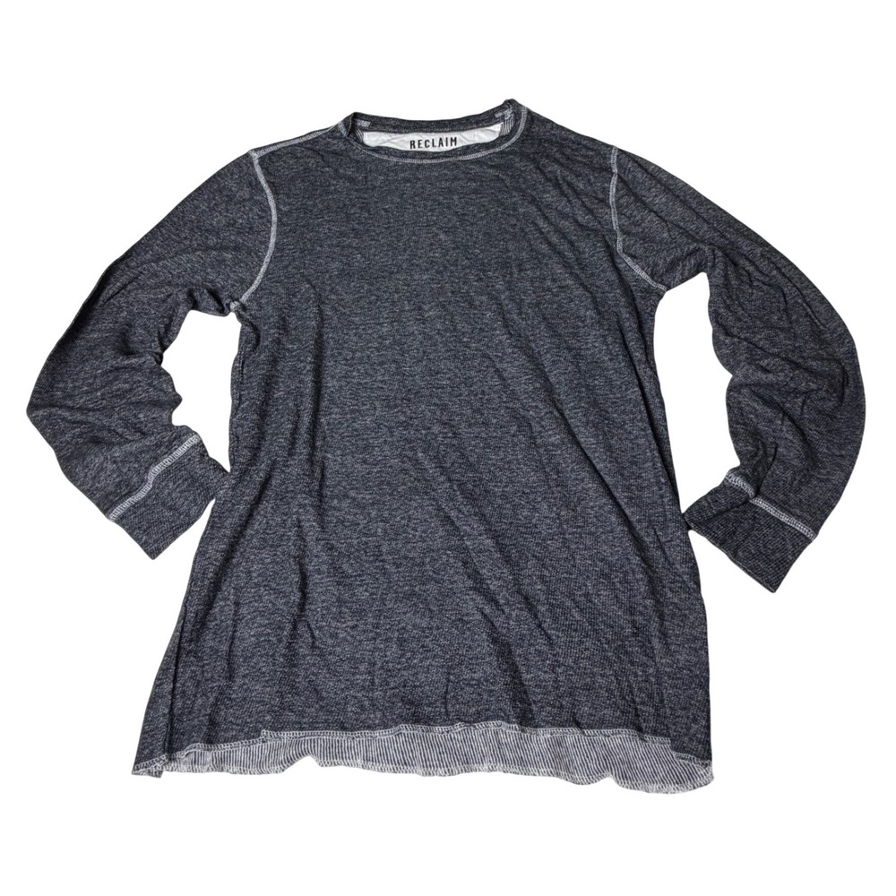Reclaim Long Sleeve Thermal Shirt Mens Large Charcoal Grey Excellent Slub Knit